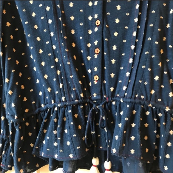 Lucky Brand Boho Top with Tassels size Medium - Picture 6 of 9